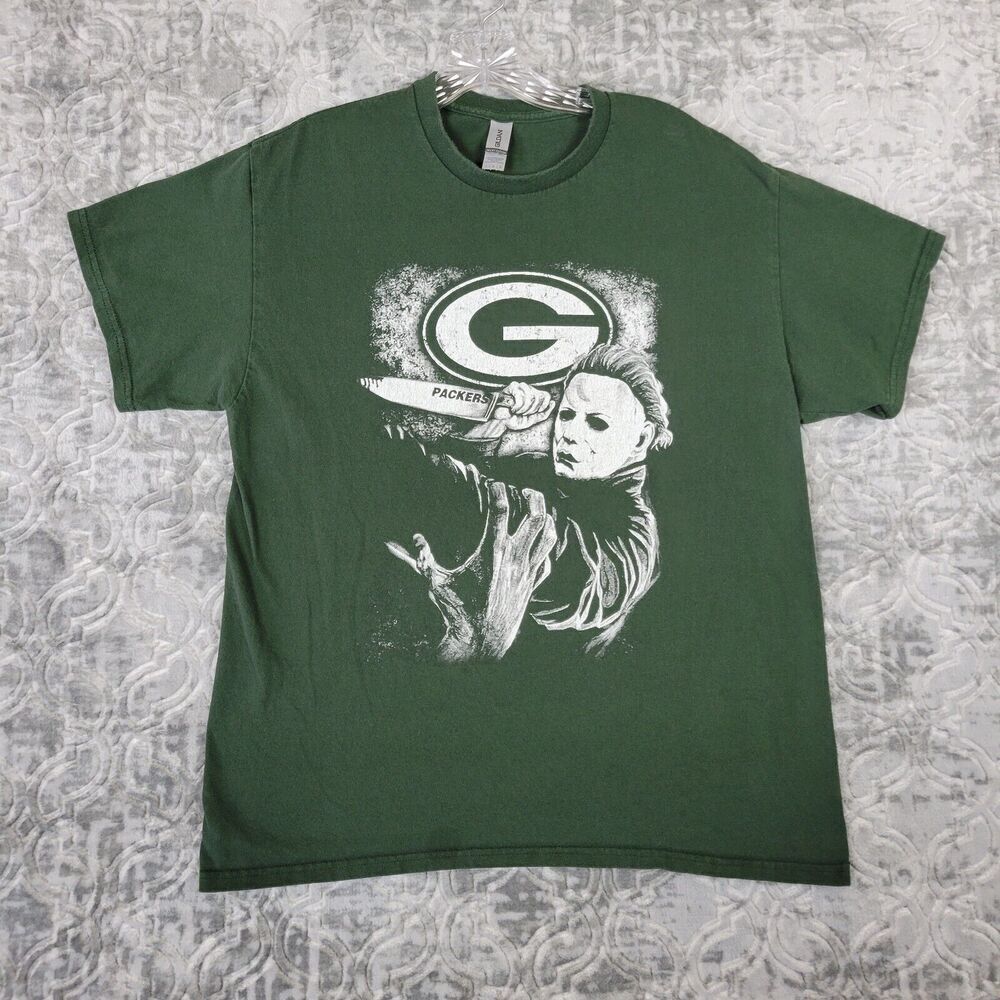 Green Bay Packers Shirt Men's Large Green Friday The 13th Jason NFL Football